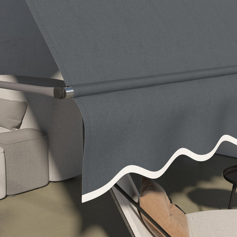 Rootz Freestanding Terrace Awning - Retractable Canopy - Adjustable Sunshade - UV Protection - 3.5m x 1.2m x 2.1-3m -  Grey