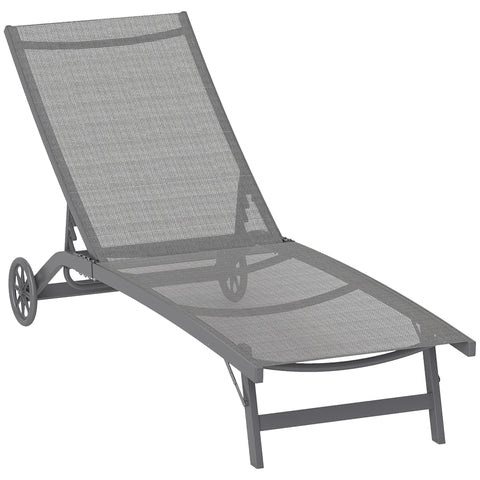 Rootz Sun Lounger - Outdoor Recliner - Adjustable Backrest - Breathable Comfort - 195 x 66 x 34 cm - Grey