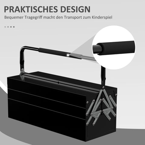 Rootz Tool Box - Tool Case - Storage Organizer - Rust Resistant - 56L x 20B x 41H cm - Steel Construction