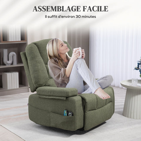 Rootz Electric Recliner Chair - Massage Armchair - Heated Seat - Remote Control - 89x90x102cm - Comfort Relaxation