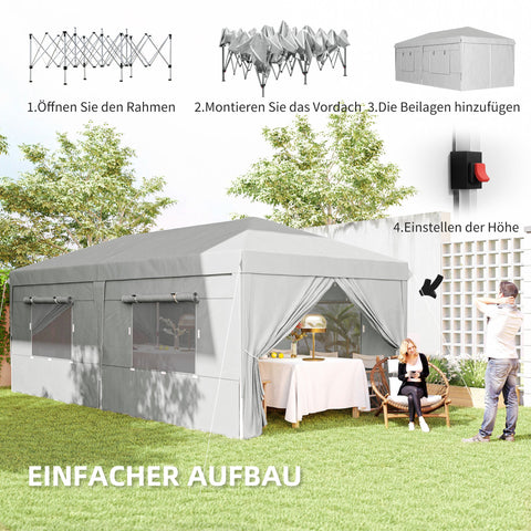 Rootz Pop Up Gazebo 3x6m - Garden Tent - Outdoor Pavilion - UPF50+ Protection - 597cm x 300cm x 268cm