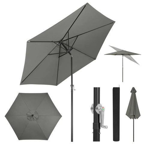 Rootz Premium Outdoor Parasol - Sun Umbrella - Garden Umbrella - UV Protection - Waterproof - Adjustable - Ø 270 x 236 cm
