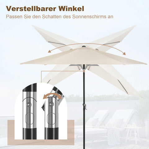 Rootz Premium Outdoor Parasol - Garden Umbrella - Beach Umbrella - UV Protection - Waterproof - Easy Setup - Ø 270 x 236 cm