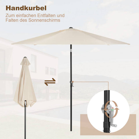 Rootz Premium Outdoor Parasol - Parasol - Zonnescherm - UV-bescherming - Opvouwbaar - Duurzaam - Inclusief draagtas - Ø 270 x 236 cm