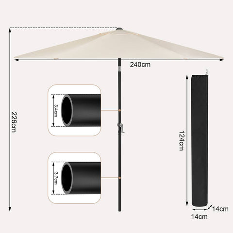 Rootz Premium Outdoor Parasol - Garden Umbrella - Sunshade - UV Protection - Foldable - Durable - Includes Carrying Bag - Ø 270 x 236 cm