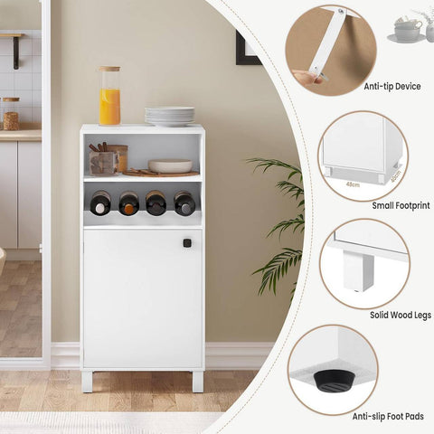 Rootz Kitchen Cabinet with Bottle Rack - Sideboard - Wine Cabinet - Multi-functional - 48cm x 108cm x 40cm