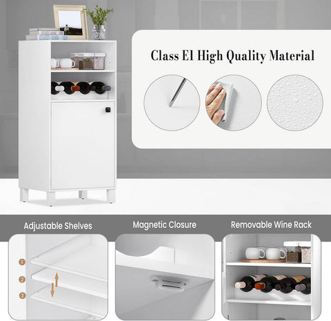 Rootz Kitchen Cabinet with Bottle Rack - Sideboard - Wine Cabinet - Multi-functional - 48cm x 108cm x 40cm