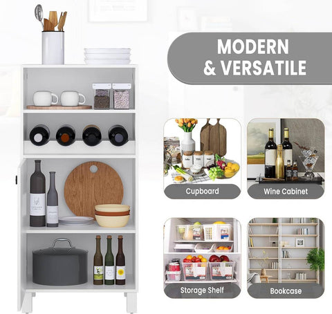 Rootz Kitchen Cabinet with Bottle Rack - Sideboard - Wine Cabinet - Multi-functional - 48cm x 108cm x 40cm