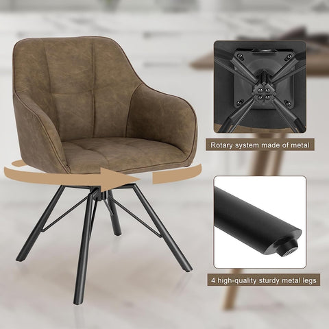Rootz Swivel Dining Chair - Rotating Chair - Office Chair - Ergonomic Design - Comfortable Seating - Durable Construction - 58.5cm x 82.5cm x 54.5cm
