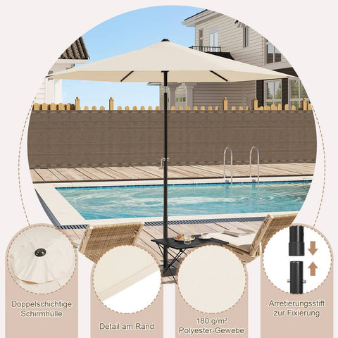 Rootz Premium Outdoor Parasol - Garden Umbrella - Beach Umbrella - UV Protection - Waterproof - Easy Setup - Ø 270 x 236 cm