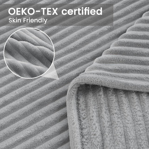 Rootz Flannel Sofa Blanket - Cuddly Throw - Cozy Bedspread - Soothing Warmth - Grey, 220x240cm