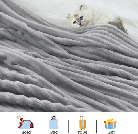 Rootz Flannel Sofa Blanket - Cuddly Throw - Cozy Bedspread - Soothing Warmth - Grey, 220x240cm