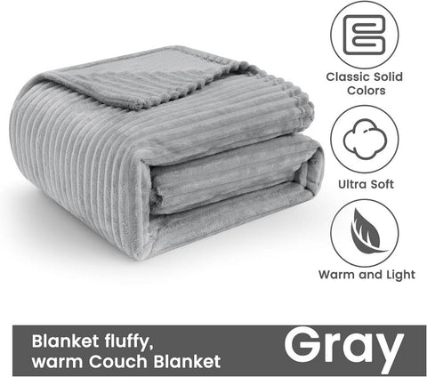 Rootz Flannel Sofa Blanket - Cuddly Throw - Cozy Bedspread - Soothing Warmth - Grey, 220x240cm