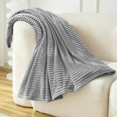 Rootz Flannel Sofa Blanket - Cuddly Throw - Cozy Bedspread - Soothing Warmth - Grey, 220x240cm
