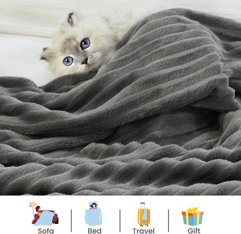 Rootz Cuddly Flannel Blanket - Fluffy & Lint-Free Throw - Cozy & Warm Cover - 220x240cm - Grey - Breathable & Soft