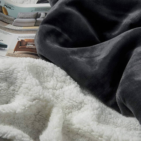 Rootz Flannel Sherpa Blanket - Reversible Throw - Fleece Bed Cover - Skin-Friendly - 150cm x 200cm / 220cm x 240cm