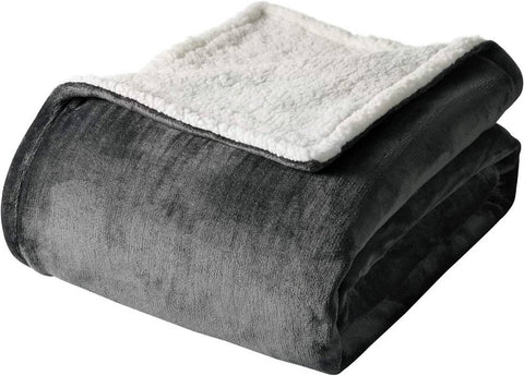 Rootz Flannel Sherpa Blanket - Reversible Throw - Fleece Bed Cover - Skin-Friendly - 150cm x 200cm / 220cm x 240cm