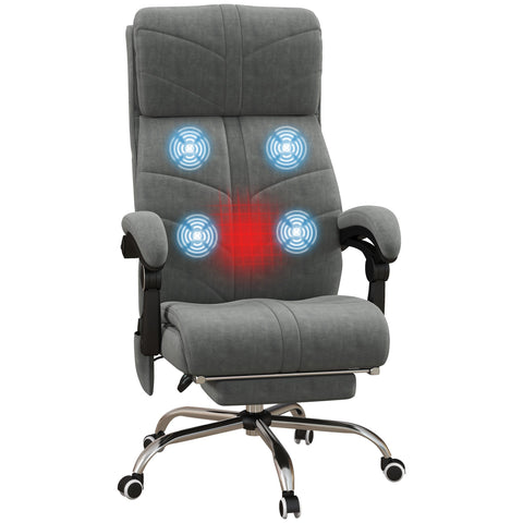 Rootz Massage Office Chair - Heated Recliner - Ergonomic Chair - Relaxation - Grey 64 x 70 x 109-117 cm