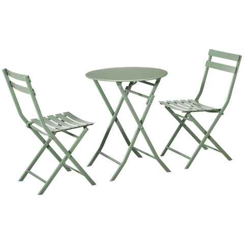 Rootz 2 Piece Garden Furniture Set - Foldable Bistro Set - Outdoor Dining Set - Powder-Coated Metal - Ø 60 x 71cm, Chair: 42 x 50 x 81cm