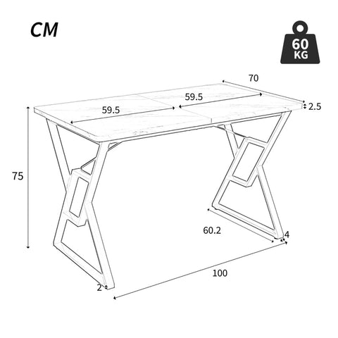 Rootz Modern Dining Table - Dinner Table - Kitchen Table - Durable & Spacious - 119L x 70W x 75H cm
