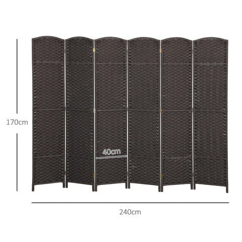 Rootz 6-Part Foldable Room Separator - Privacy Screen - Home Divider - Durable Polypropylene - 240cm x 1.6cm x 170cm