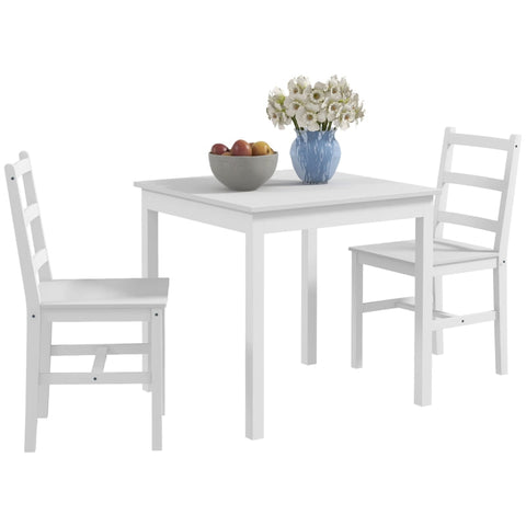 Rootz 3-Piece Dining Set - Kitchen Table Set - Small Dining Room Furniture - Space-Saving - Durable Pine Wood - 75cm x 75cm x 73cm Table - 41cm x 46cm x 86cm Chairs