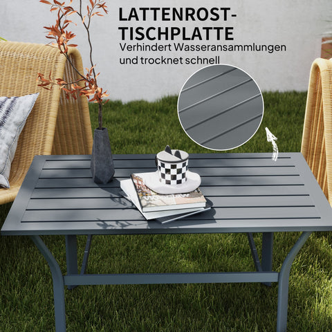 Rootz Side Table - Patio Coffee Table - Outdoor Garden Table - Weatherproof & Durable - 91.5 x 55 x 45 cm - Grey