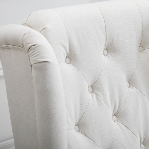 Rootz Wing Chair Accent Seating - Cozy Reading Chair - Washable Upholstery - Removable Cover - 74cm x 86cm x 102cm Cream White