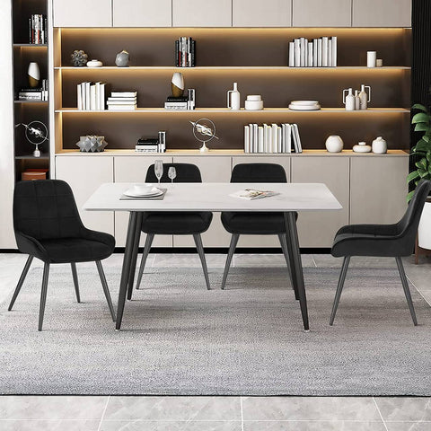 Rootz Set of 2 Velvet Dining Chairs - Upholstered Accent Chairs - Comfortable & Ergonomic Design - Scratch-Free Floor Protectors - 81.5cm x 38cm x 43cm