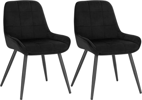 Rootz Set of 2 Velvet Dining Chairs - Upholstered Accent Chairs - Comfortable & Ergonomic Design - Scratch-Free Floor Protectors - 81.5cm x 38cm x 43cm