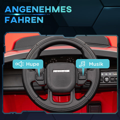 Rootz Children's Electric Car - Kid's Vehicle - Ride-On Toy - Remote Control - Safe Adventure - 106cm x 65.5cm x 51cm - Red