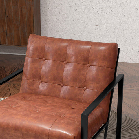 Rootz Lounge Chair - Chesterfield Relaxation Chair - Padded Faux Leather - Neo-Retro Comfort - 75cm x 81cm x 78cm