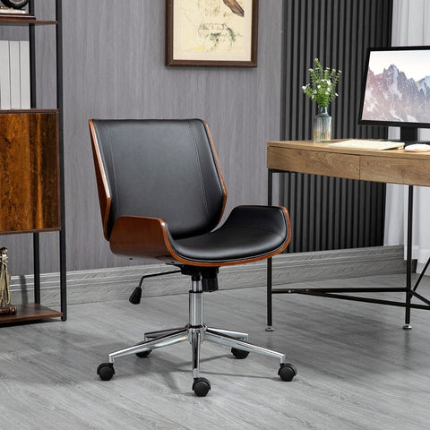 Rootz Vinsetto Desk Chair - Office Chair - Swivel Chair - Comfort & Style - Height Adjustable - Faux Leather - 53cm x 60cm x 86-96cm