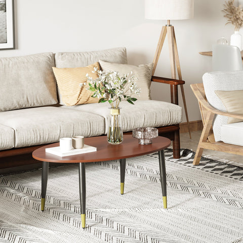 Rootz Oval Multifunctional Coffee Table - Side Table - Corner Table - Compact Design - 100cm x 60cm x 42cm - Brown Look
