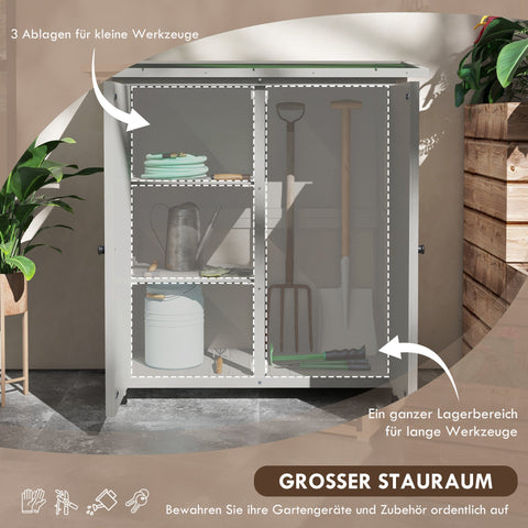 Rootz Garden Cabinet - Tool Shed - Weatherproof Storage - Fir Wood - Asphalt Roof - 110cm x 55cm x 117cm