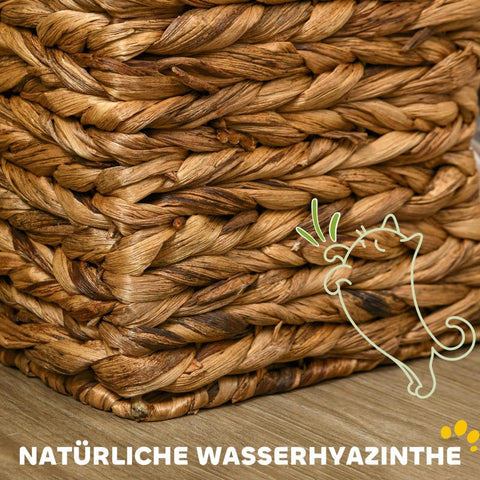 Rootz Cat Tower - Cat Scratching Post - Cat Condo - Water Hyacinth - Multi-level - Washable Cushions - 40cm x 31cm x 76cm