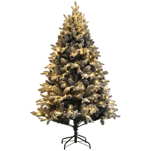 Rootz LED Christmas Tree - Snow-Covered Branches - Warm White Lights - Realistic Appearance - Flame-Retardant - Metal Base - Ø116 x 180H cm