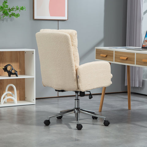 Rootz Office Chair - Desk Cushion Chair - Rotatable Chair - Ergonomic Support - 58cm x 67cm x 91-99cm - Cream White