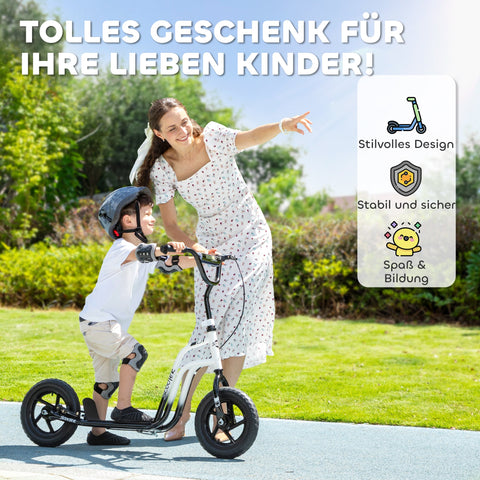 Rootz Children's Scooter - Kids Scooter - Youth Scooter - Adjustable Handlebars - 88cm to 50cm x 31cm x 10.8cm - White