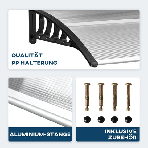 Rootz Entryway Canopy Awning - Front Door Awning - Protective Door Canopy - Transparent Canopy - UV Rain Snow Protection - 103cm x 96.5cm x 27cm