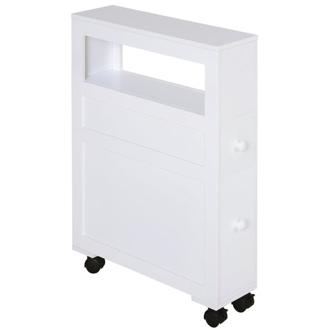 Rootz Bathroom Memory Cabinet - Toilet Storage - Rolling Organiser - Space Optimizer - 16cm x 52cm x 71.5cm White