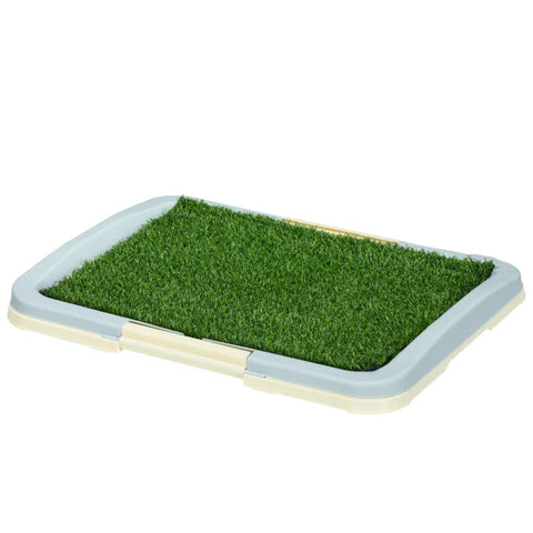 Rootz Dog Toilet - Puppy Toilet - 2 Layers - Artificial Grass - Reusable - Puppy Training Pad - Green + White - 63 x 48.5 x 6 cm