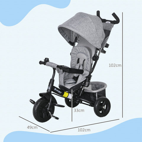 Rootz Children's Dreiwad Tricycle - Toddler Bike - Kids Trike - Storage Basket - Metal Frame - Gray - 102cm x 49cm x 102cm
