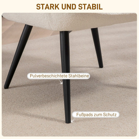 Rootz Wingback Accent Chair - Reading Nook Chair - Lounge Chair - Faux Lamb Fabric - High-Density Foam - 71cm x 77cm x 102cm