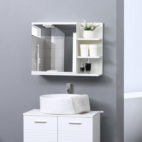 Rootz Bathroom Mirror Cabinet - Vanity Cabinet - Storage Unit - White Wood - 60cm x 18cm x 50cm