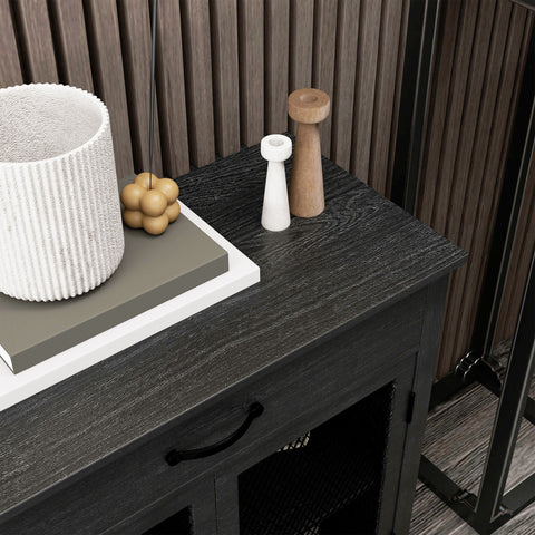 Rootz Lowboard Cabinet - Media Unit - Storage Furniture - Adjustable Shelves - 150cm x 40cm x 85cm Black