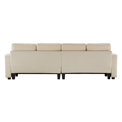 Rootz Modern 4-Seater Sofa - Linen Look Sofa - Spacious Couch - Adjustable Cushions - 264x83x87 cm - Beige