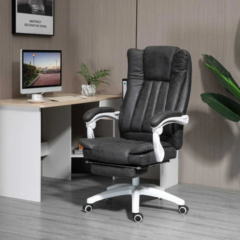 Rootz Office Chair - Swivel Chair With Reclining Function - Footrest - Height Adjustment - Desk Chair - Microfiber - Plastic - Metal - Nylon - Black + Dark Gray - 63 x 71 x 110-118 cm