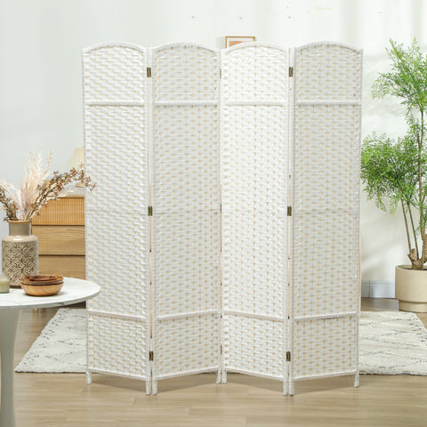 Rootz Room Divider - Space Separator - Privacy Screen - Pine Wood Durability - 160 x 1.6 x 170 cm - White and Foldable with Chic Web Pattern