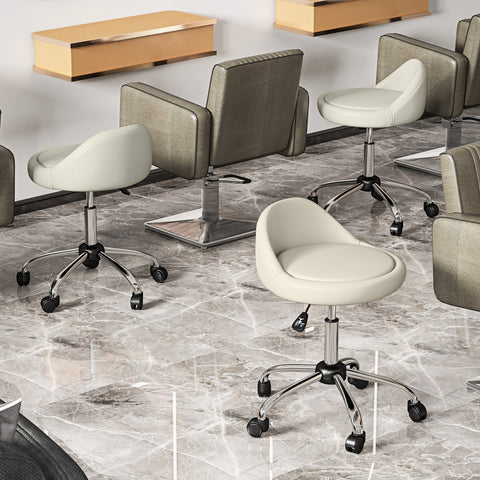 Rootz Rotating Stool - Roll Stool - Height Adjustable Chair - Comfort & Flexibility - 50cm x 50cm x 83cm - White Synthetic Leather